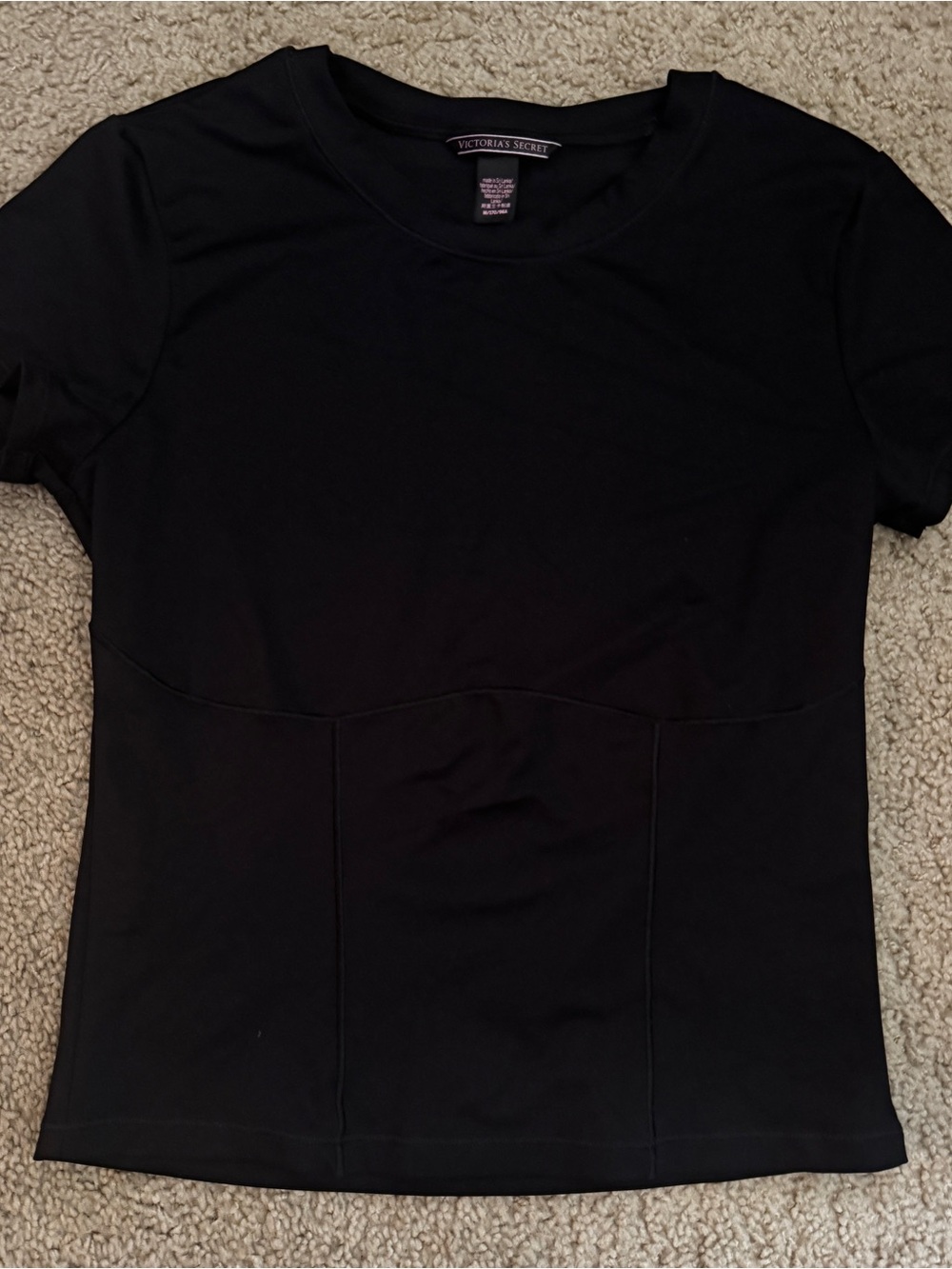Victoria's Secret Black Short Sleeve Scoop Neck Corset Tee